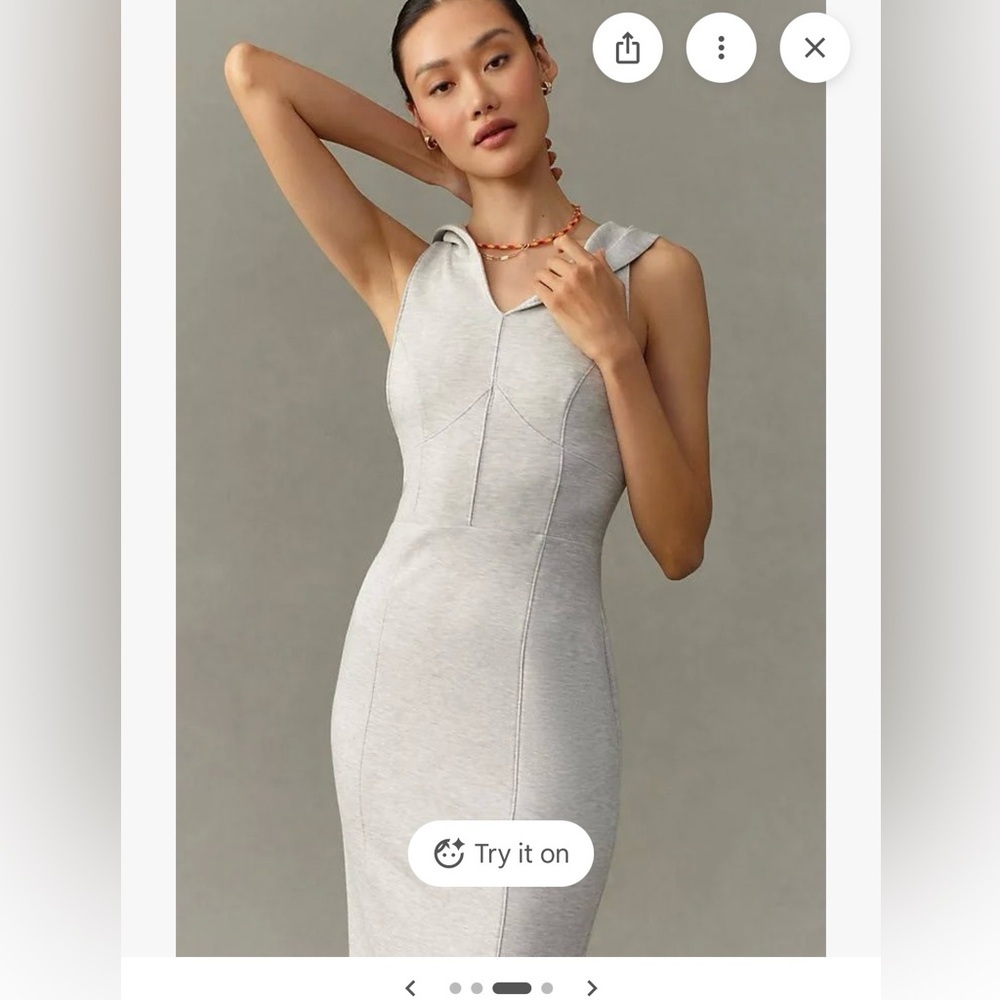 Daily Practice Anthropologie Hooded Midi Dress Gray Sleeveless Athleisure XL